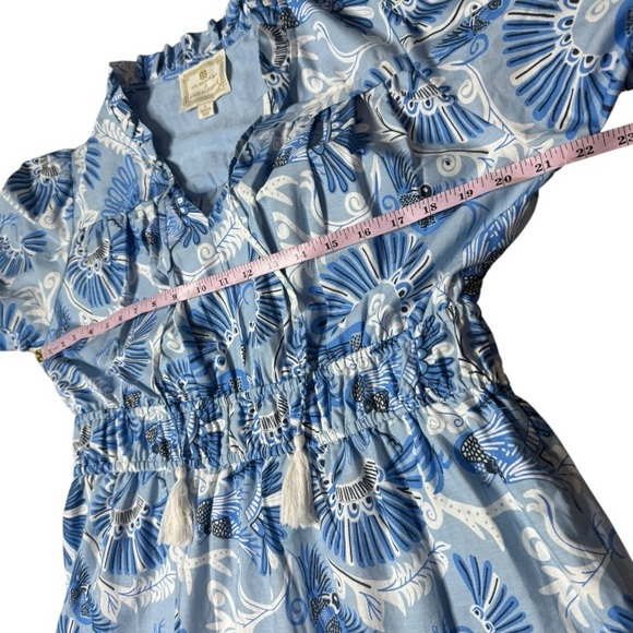 Sail to Sable CK Bradley Print Puff Sleeve Cotton Dress with Tassels size L - Picture 10 of 13